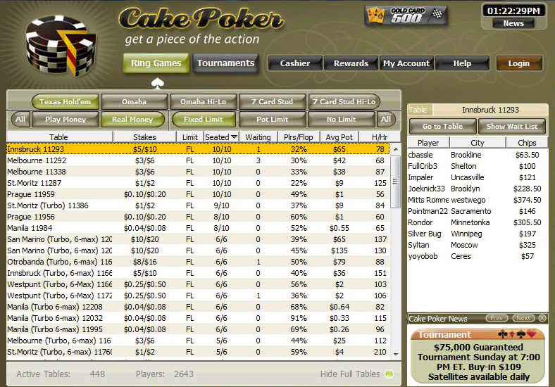 Cake poker freerolls